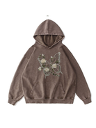 360g Hollow Butterfly Printed Wash Old Cotton Hoodie Emma Bridess