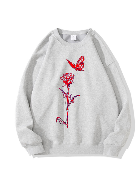 320g Rose Butterfly Printed Cotton Sweatshirt Emma Bridess