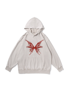 360g Hollow Blood Butterfly Printed Wash Old Cotton Hoodie Emma Bridess