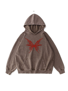 360g Hollow Blood Butterfly Printed Wash Old Cotton Hoodie Emma Bridess