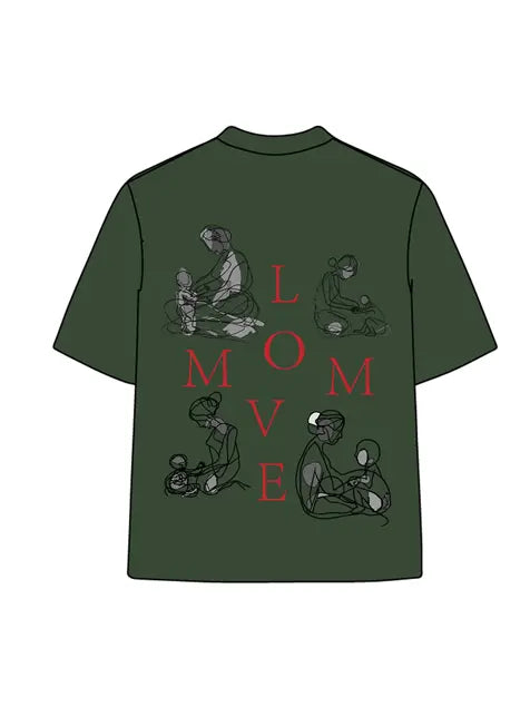 270g Cotton Love Mom Back Printed Wash Old T-shirt for Mom Emma Bridess