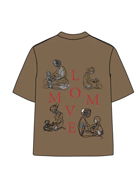 270g Cotton Love Mom Back Printed Wash Old T-shirt for Mom Emma Bridess