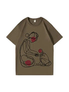 270g Cotton Art Lines Wash Old T-shirt for Mom Emma Bridess