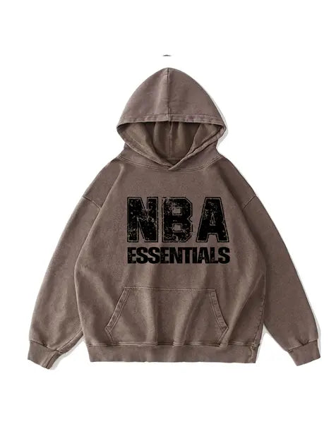 360g NBA Essential Letter Printed Wash Old Cotton Hoodie Emma Bridess