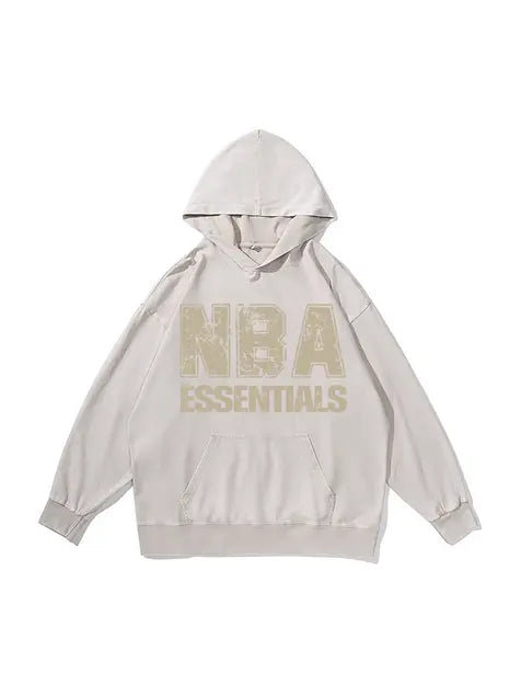 360g NBA Essential Golden Letter Printed Wash Old Cotton Hoodie Emma Bridess