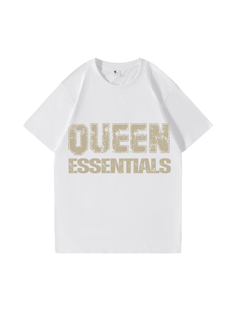 240g Queen Essential Letter Golden Printed Cotton T-shirt Emma Bridess