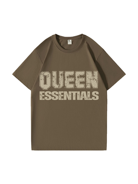 240g Queen Essential Letter Golden Printed Cotton T-shirt Emma Bridess