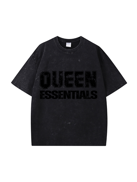 270g Queen Essential Letter Printed Wash Old Cotton T-shirt Emma Bridess