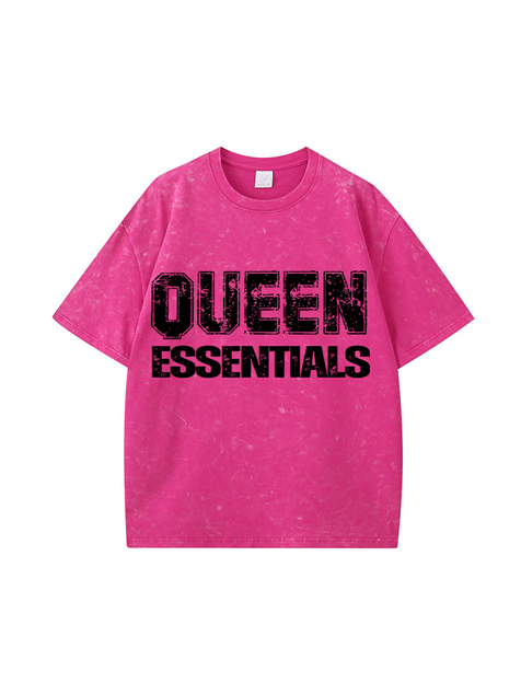 270g Queen Essential Letter Printed Wash Old Cotton T-shirt Emma Bridess