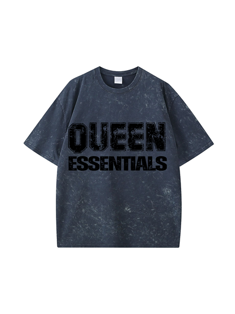 270g Queen Essential Letter Printed Wash Old Cotton T-shirt Emma Bridess