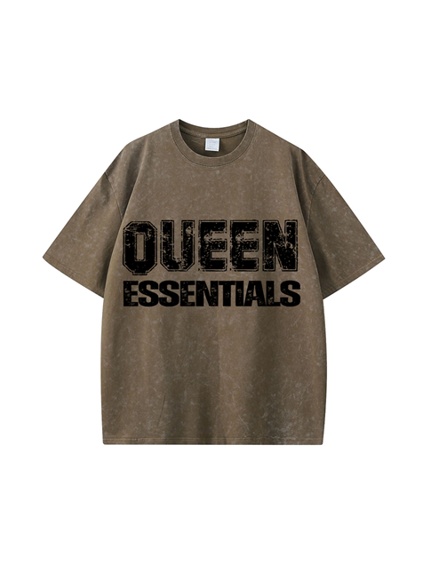 270g Queen Essential Letter Printed Wash Old Cotton T-shirt Emma Bridess