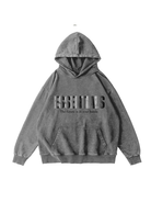 360g Essentials Metal Hand  Printed Wash Old Cotton Hoodie Emma Bridess