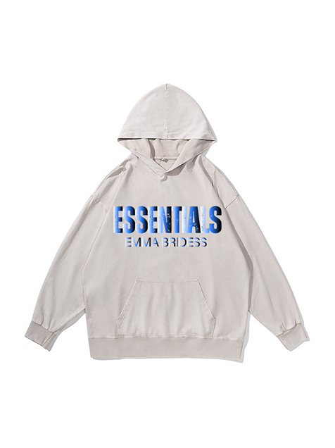 360g Essentials Environmentalism Printed Wash Old Cotton Hoodie Emma Bridess