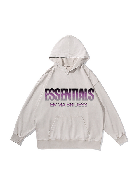 360g Essentials Intimacy Love Printed Wash Old Cotton Hoodie Emma Bridess