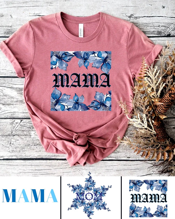 270g Blue Mama Printed Wash Old Cotton T-shirt Emma Bridess