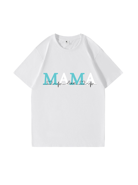 240g MAMA Abstract Heart Line Printed Cotton T-shirt Emma Bridess