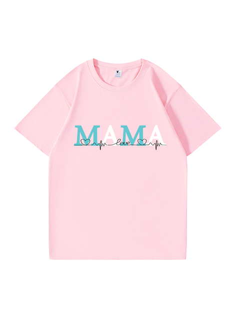 240g MAMA White Abstract Heart Line Printed Cotton T-shirt Emma Bridess