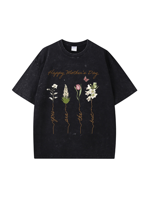 270g MAMA Printed Wash Old Cotton T-shirt for Mother's Day Emma Bridess