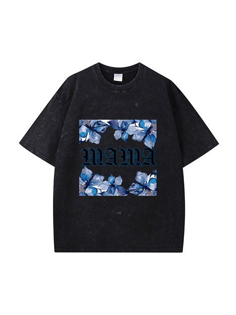 270g Blue Mama Printed Wash Old Cotton T-shirt Emma Bridess