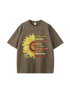 270g Sunflower Mama Letter Printed Wash Old Cotton T-shirt Emma Bridess