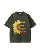 270g Sunflower Mama Letter Printed Wash Old Cotton T-shirt Emma Bridess