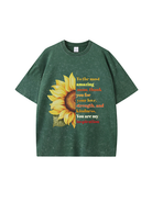 270g Sunflower Mama Letter Printed Wash Old Cotton T-shirt Emma Bridess