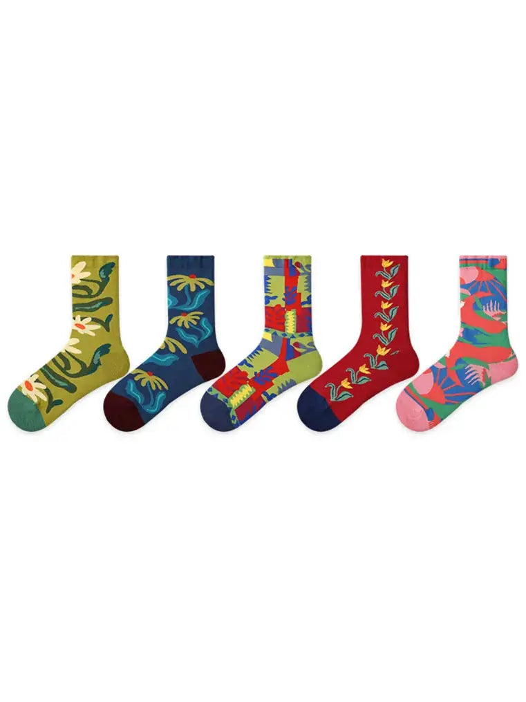 5 PCS Cool Girl Mid-tube Socks