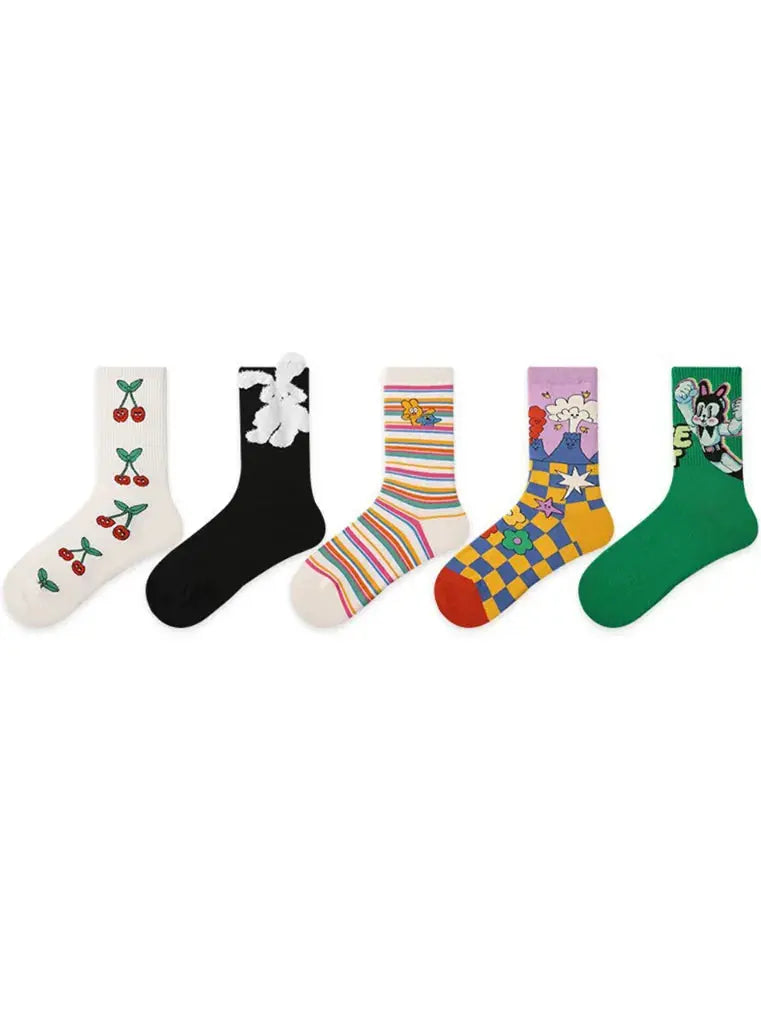 5 PCS Oil Painting Mid-tube Socks