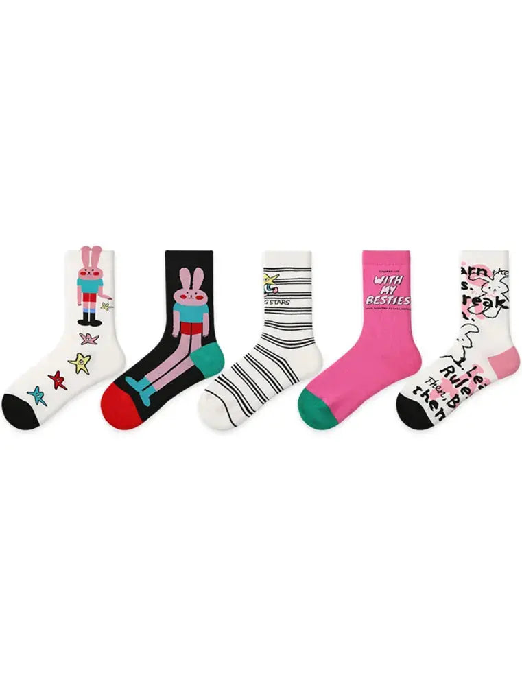 5 PCS Oil Painting Mid-tube Socks