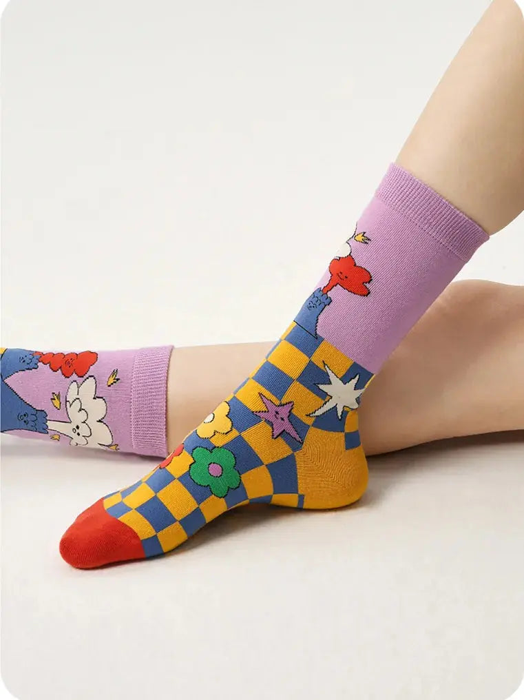 5 PCS Oil Painting Mid-tube Socks