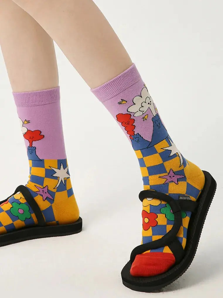 5 PCS Oil Painting Mid-tube Socks