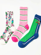 3PCS Color Matching Striped Mid-tube Socks