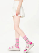 3PCS Color Matching Striped Mid-tube Socks