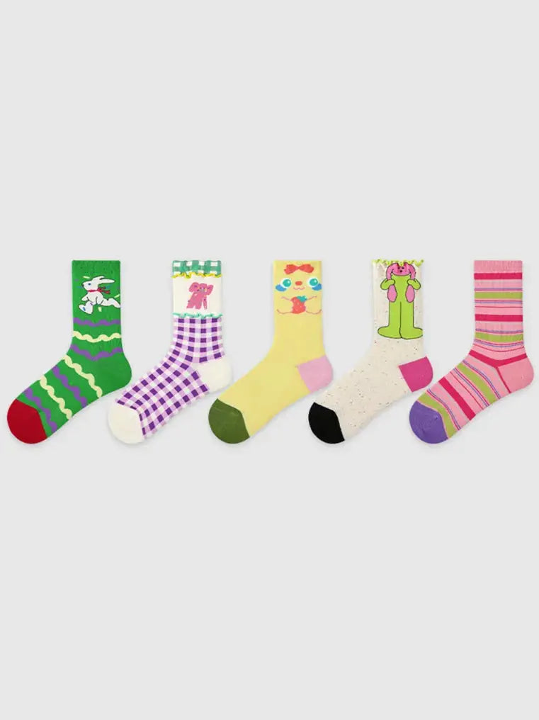 5 PCS Colorful Cartoon Socks