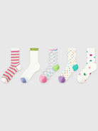 5PCS Colored Dotted Strip Socks