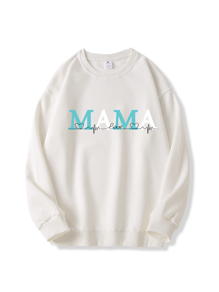 320g MAMA White Abstract Heart Line Printed Cotton Sweatshirt Emma Bridess