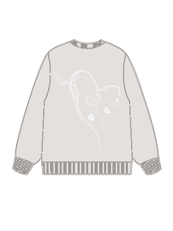 320g MAMA White Abstract Heart Line Printed Cotton Sweatshirt Emma Bridess