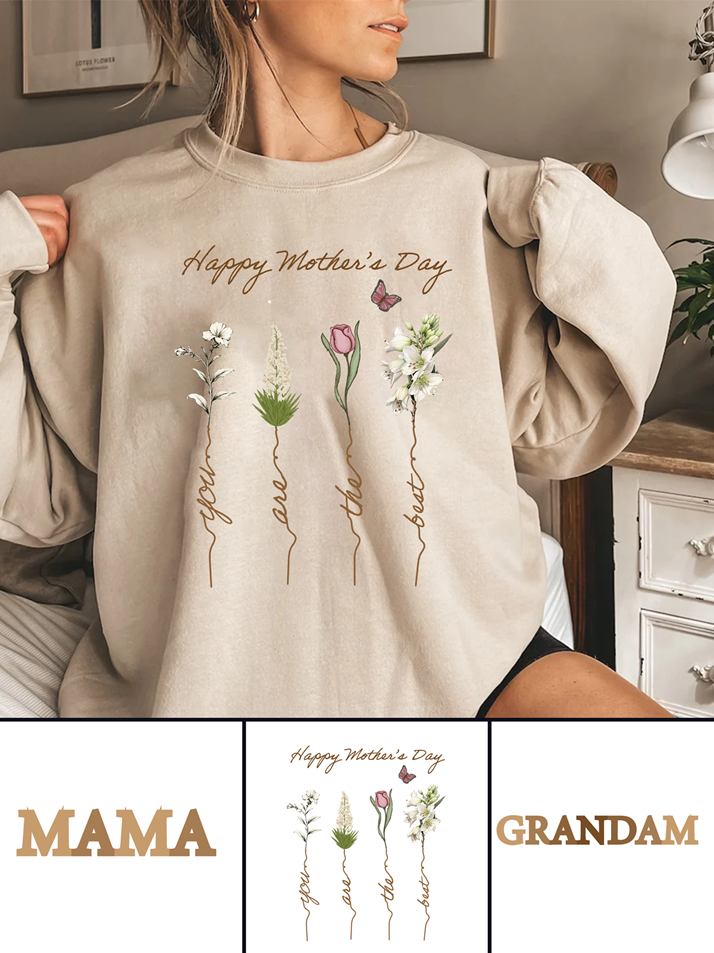 320g MAMA Printed Flower Cotton Sweatshirt for Mother's Day Emma Bridess