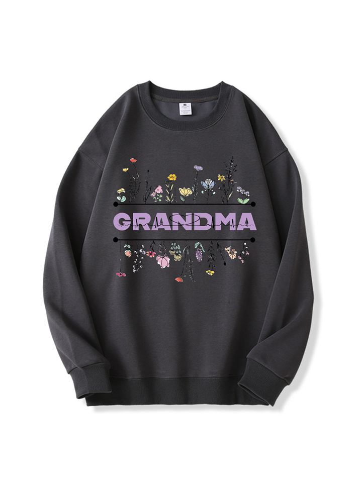 320g Grandma Purple Floral Printed Cotton Sweatshirt Emma Bridess