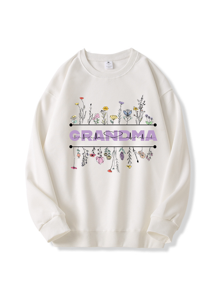 320g Grandma Purple Floral Printed Cotton Sweatshirt Emma Bridess