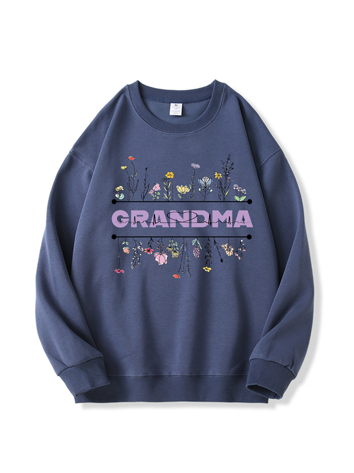 320g Grandma Purple Floral Printed Cotton Sweatshirt Emma Bridess