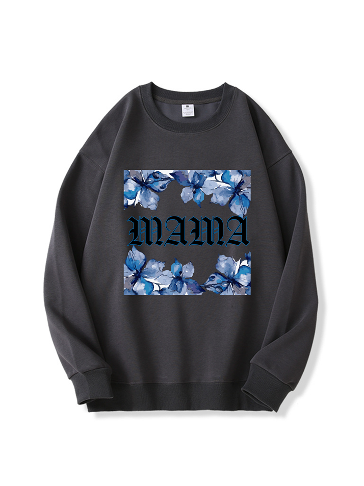 320g Blue Butterfly Mama Printed Cotton Sweatshirt Emma Bridess