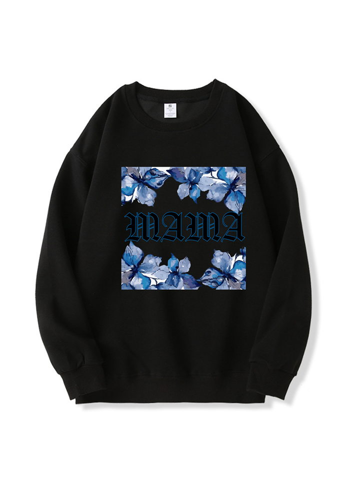 320g Blue Butterfly Mama Printed Cotton Sweatshirt Emma Bridess