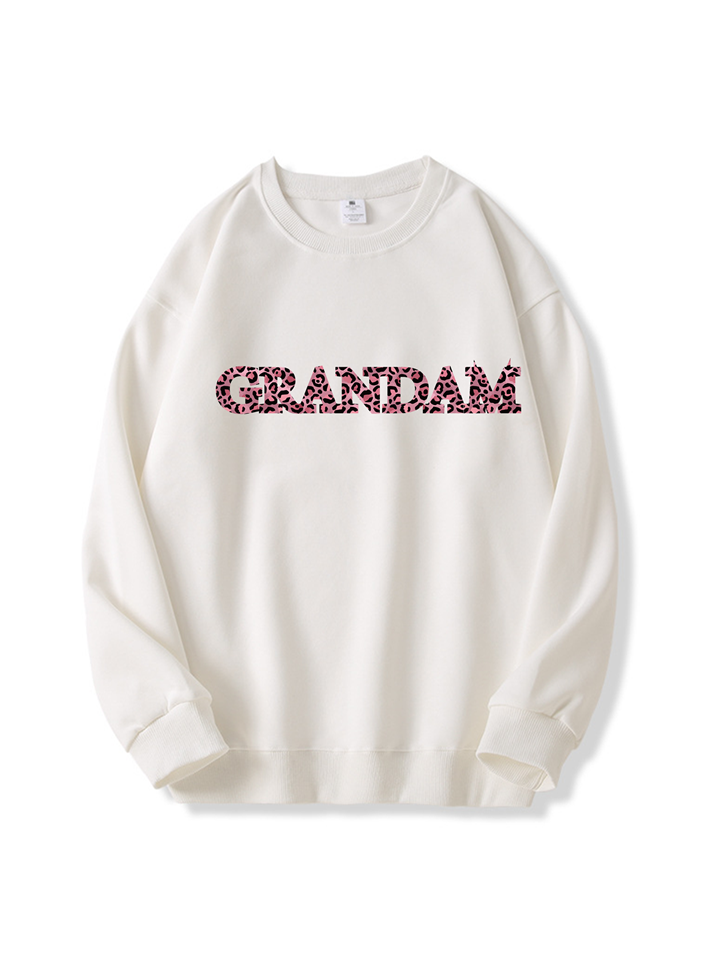 320g Leopard Print Grandma Letter Printed Cotton Sweatshirt Emma Bridess