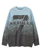 Men Gradation Letter Jacquard Crew-neck Sweater