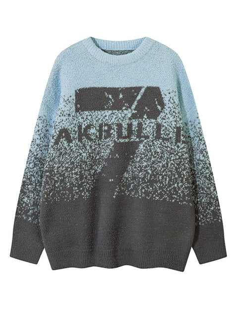 Men Gradation Letter Jacquard Crew-neck Sweater