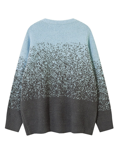 Men Gradation Letter Jacquard Crew-neck Sweater