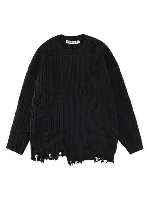 Men's Vintage Loose Knit Pullover Sweater With Twist Pattern