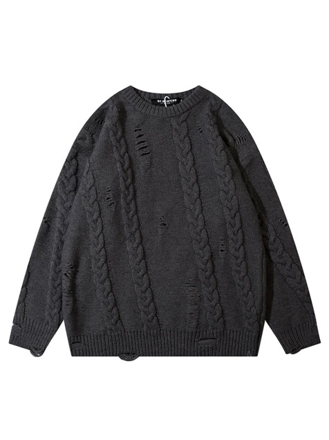 Men's Vintage Loose Knit Pullover Sweater With Twist Pattern