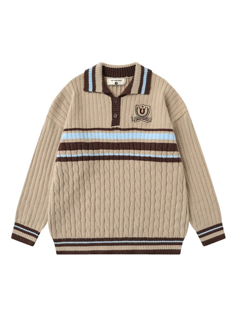 Men's Casual Colorblock Striped Sweater